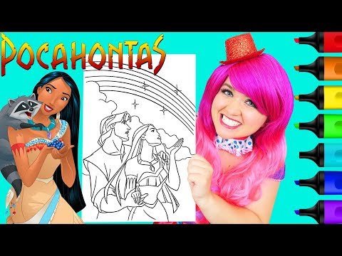 Coloring Pocahontas & John Smith Disney Princess Coloring Page Prismacolor Markers | KiMMi THE CLOWN Video