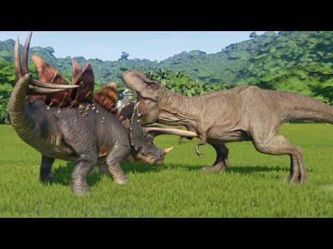Stegoceratops(Modifed) VS Spinoraptor, T-rex, I-Rex, Indoraptor and Spinosaurus - JWE