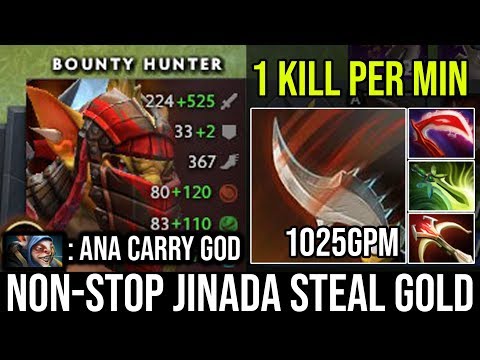 WTF 1025GPM Ana Bounty Hunter Super Carry Non-Stop Jinada Steal All Enemy Gold Vs Pro Meepo DotA 2