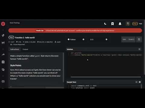 Codewars Function 1 Hello World Python 8 Kyu