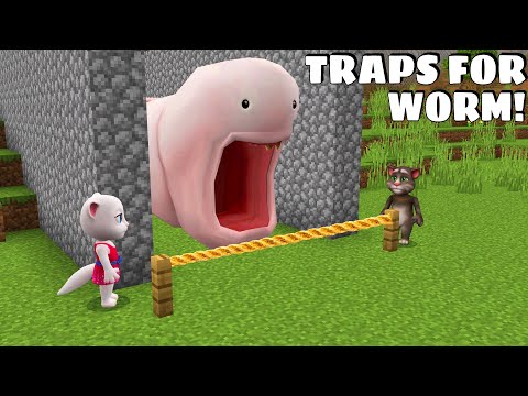 TALKING TOM AND ANGELA TRAPS GIANT WORM in Minecraft - Gameplay - Coffin Meme