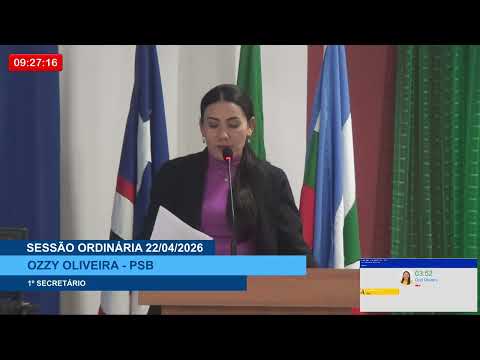 SESSÃO DIA 22/04/2026 – PRONUNCIAMENTO DA VEREADORA OZZY OLIVEIRA