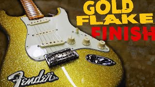 Golden Fender Stratocaster Sparkle finish | Guitar build - Gold Flake