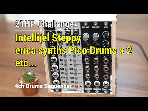 21HP Challenge - 4ch Drums Sequencer | Steppy and Pico Drums x 2