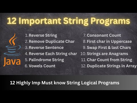12 Imp Java String Logical Programs Reverse Palindrome Remove Duplicate Char Master Java String
