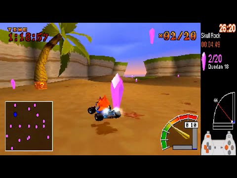 PS1 Crash Team Racing 101% Glitchless SpeedRun [CTR-HUD Lua]