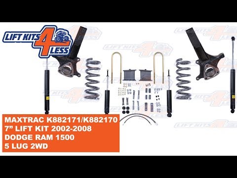 Max Trac K882171/K882170 Crazy 7" LIFT KIT For 2002-2008 DODGE RAM 1500 2WD with 3" Body Lift