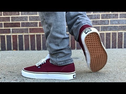 vans authentic red on feet