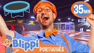 Blippi Visita Parquinhos com Trampolins! | Melhores Episódios do Blippi! | Exercício para Crianças