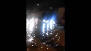 In this video, a man shouts at cars not to come through — but not everyone listens.