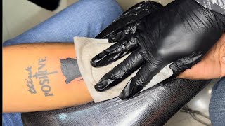 Black rose tattoo with name | arm rose tattoo | solid black rose tattoo design | rose tattoo ideas