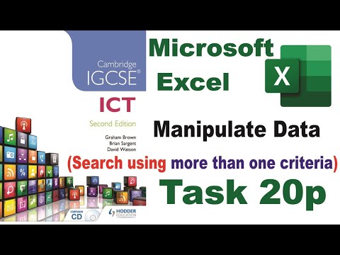 Task 20p IGCSE ICT Hodder Education|  Microsoft Excel | Search using multiple criteria