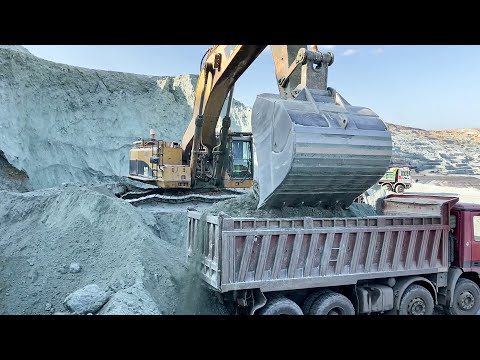 Caterpillar 385C Excavator Loading Mercedes And MAN Trucks - Ektor Epe