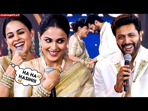 Genelia & Jayam Ravi Recreates Santhosh Subramaniam Cute Scene 🥰 Ravi Mohan Studios Launch