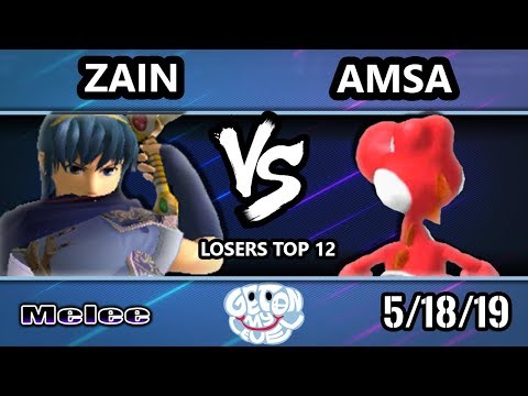 GOML 2019 SSBM - PG | Zain (Marth) Vs. VGBC | aMSa (Yoshi) Smash Melee Tournament Losers Top 12