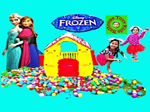DISNEY FROZEN Movie Videos 2016 Rainbow House Ball Pit Surprise Big Anna vs Elsa Kids Fun Activities Video