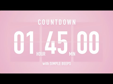 1 Hour 45 Minute Countdown Timer 🌸 Flip Clock with Simple Beeps 🔔