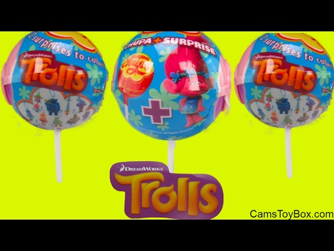 Trolls Chupa Chups Lollipops Toy Surprises for Kids Dreamworks Branch DJ Suki Smidge Fun