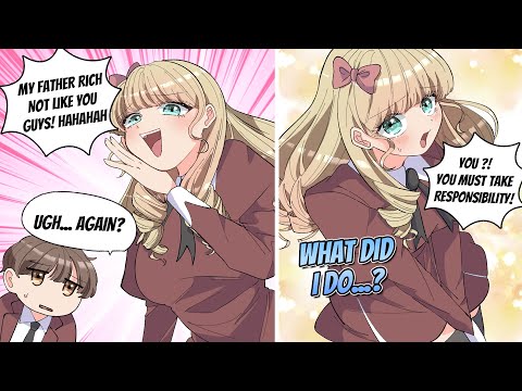 【Manga Dub】I accidentally saw inside the skirt of a rich girl who everyone hates and..【RomCom】