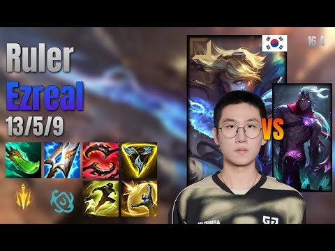 Ruler Adc Ezreal vs Varus lol KR solo rank Full Game 16.4 | 룰러 이즈리얼 vs 바루스