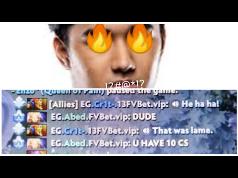 NEVER TILT the KING OF INVOKER Eg.Abed very angry when QOP pause the game.HE DELETE THEM ALL!!!