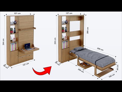 HOW TO MAKE A VERTICAL MURPHY BED  WITH A FOLDING DESK STEP BY STEP