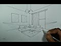 How To Draw a Simple Living Room in 2 Point Perspective Idea