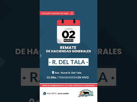 Remate de hacienda Rosario Del Tala 02-03-2026 | Coop. Ganadera El Pronunciamiento