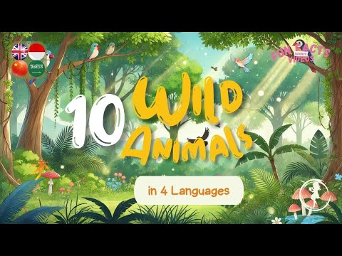 10 Wild Animals in 4 Languages: Fun Learning for Kids | English Learning | TalkTongue Channel