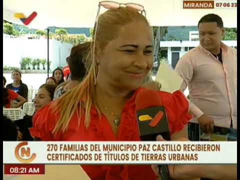 270 familias del mcpio. Paz Castillo en el edo. Miranda recibieron certificados de títulos de tierra