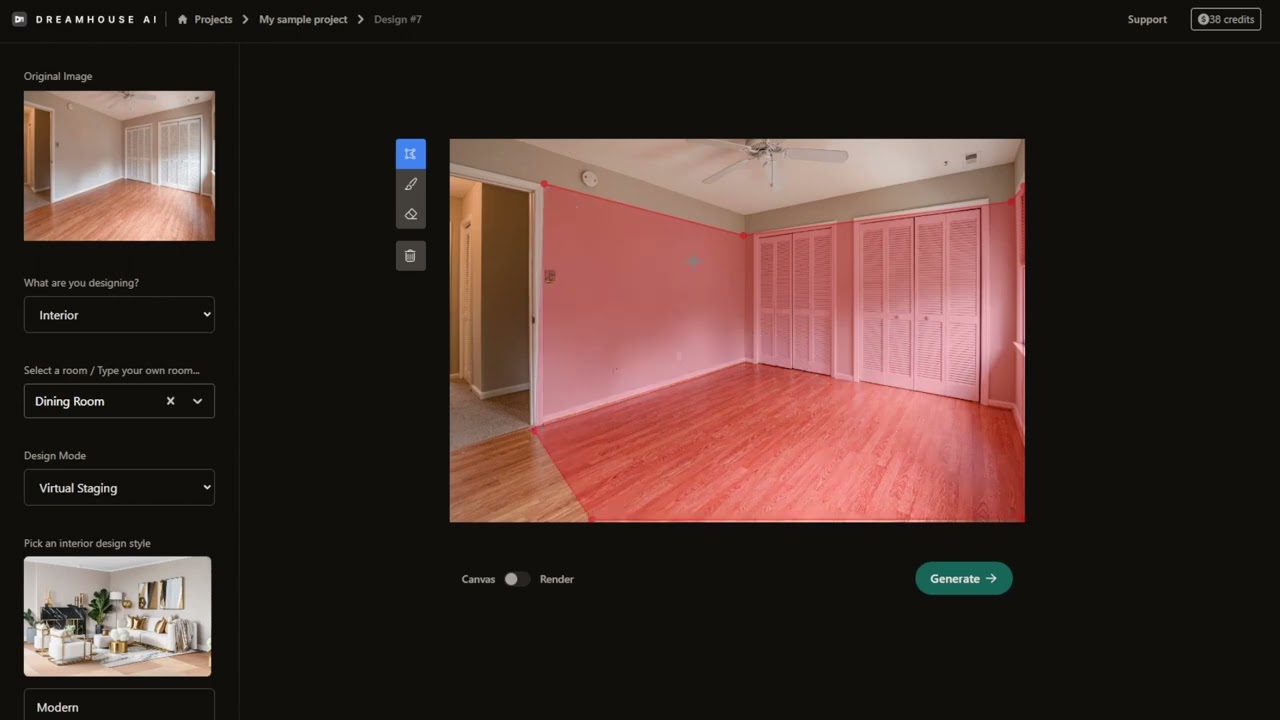 Quick Virtual Staging w/ Dreamhouse AI #interiordesign #ai