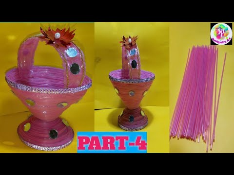 STRAW art and craft.// Drinking straw Basket.// Straw...