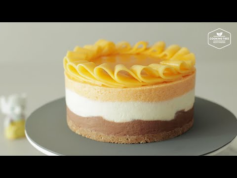 [쿠킹트리]한 번에 부어 굳힌 3가지 맛 노오븐 망고 초콜릿 치즈케이크 만들기