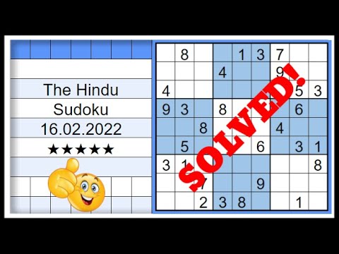 🔴🔊How to Solve The Hindu Sudoku 5 Star | Step by Step Solution | 16.02.2022| Difficulty Level  ★★★★★