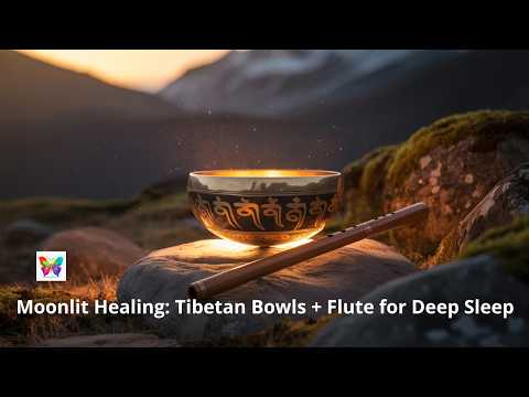Moonlit Serenity: Tibetan Bowl Sleep Music + Bansuri Flute for Deep Rest 💤✨#healingsleepmusic