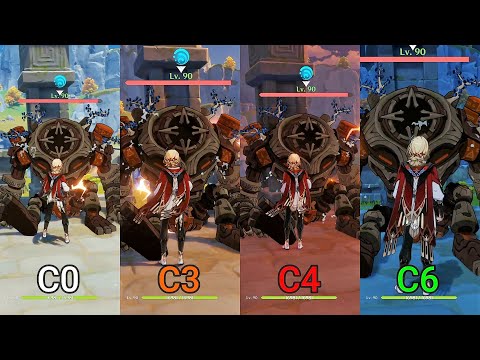 Kaveh C0 vs C3 vs C4 vs C6! Mechanics and DMG Comparison