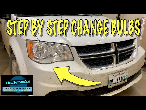 How to replace change headlight bulbs 2011 to 2020 Grand Caravan  VW Routan (EP 204)