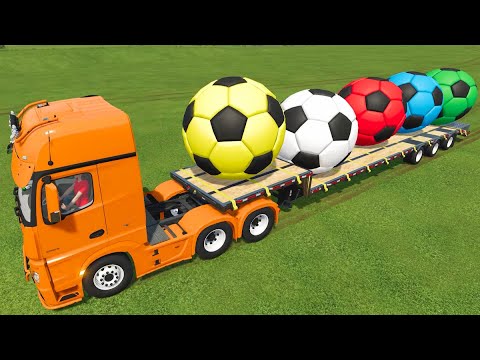 TRANSPORT OF COLORS ! COLORED GIANT SOCCER BALL with MERCEDES TRUCK ! Farming Simulator 22