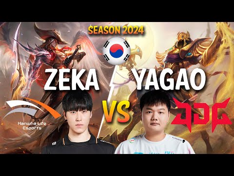 HLE Zeka vs JDG Yagao - Zeka YONE vs Yagao AZIR Mid - Patch 14.6 KR Ranked CHALLENGER | lolrec