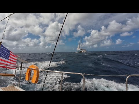 From Rodney Bay, St. Lucia to Le Marin, Martinique in 25-knot winds and bigger waves.