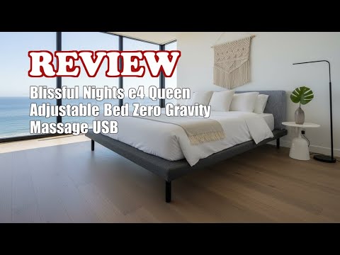 Blissful Nights e4 Full Size Adjustable Bed Base Frame with Massage, Anti-Snore, Zero Gravity, Dual USB Charging Station, Under Bed Nightlight, Wireless Remote Head and Foot Incline video review thumbnail