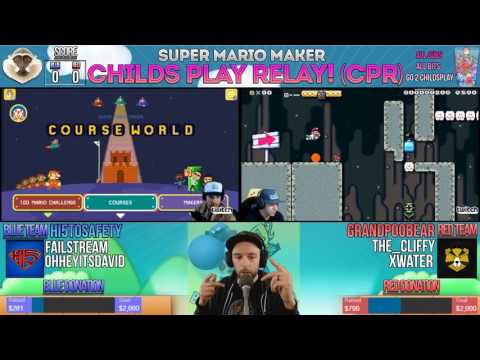 Mario Maker Charity Relay Race! Team Poo Vs Team Hi5! Bonus Glitch Level Ft: Psycrow