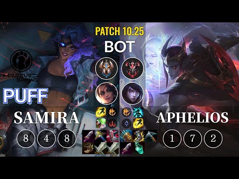 IG Puff Samira vs Aphelios Bot - KR Patch 10.25