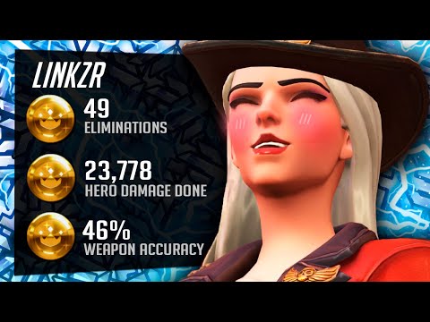 LiNkzr Carry Ashe - 49 elims! [ Overwatch Season 30 Top 500 ]