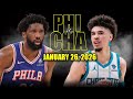 Philadelphia 76ers Vs Charlotte Hornets Full Game Highlights January 26 2026 NBA Season