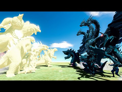 Super Godzilla vs King Ghidrorah – Yellow Monster Team vs Blue Navy Monster Team