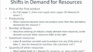Resource Demand - Shifts in the Resource Demand Curve