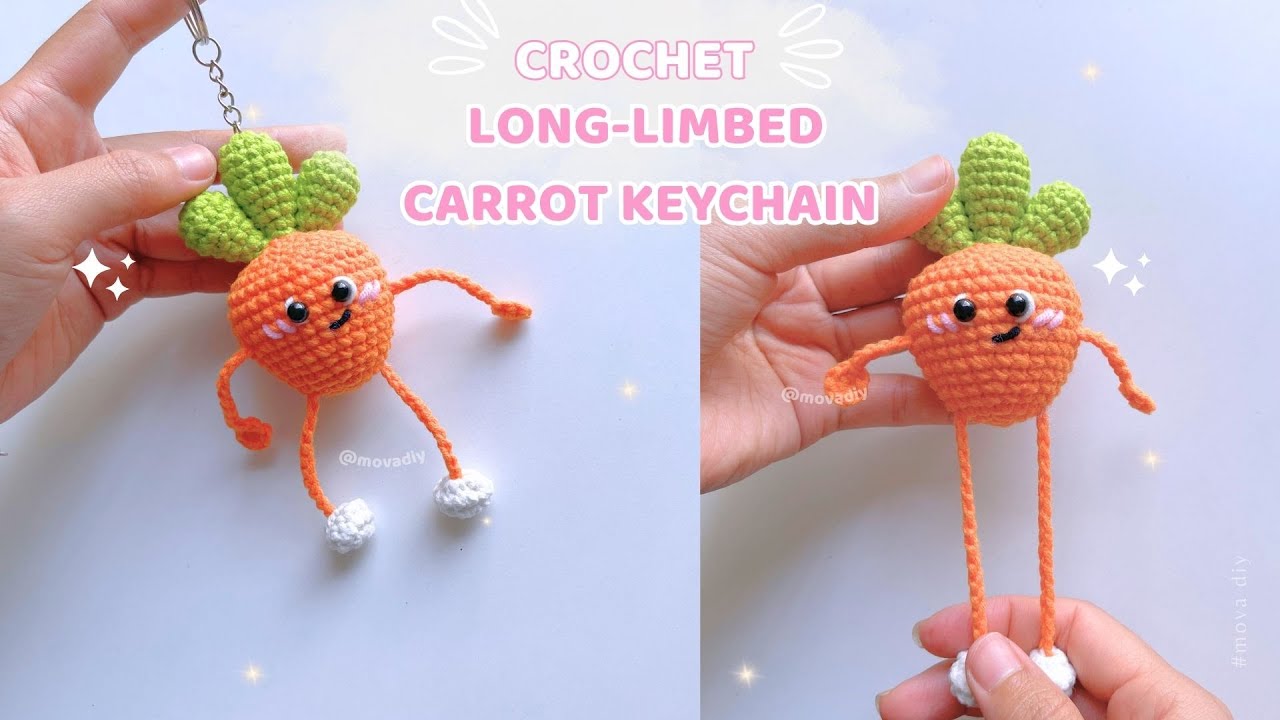 🥕 Crochet long-limbed carrot keychain for beginners step by step 🥕 Cute and Easy #movadiy