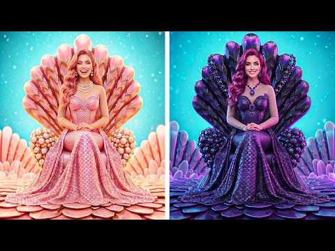 PINK Mermaid vs BLACK Mermaid ✨ Creative Beauty Challenge