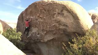 Video thumbnail of Satellite Boulder Left, V3. Joshua Tree